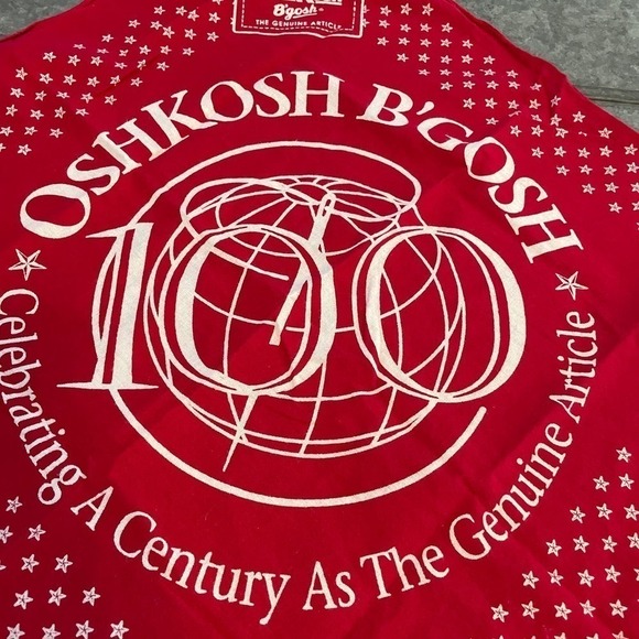 Vintage 90s OshKosh B’gosh 100 Years Handkerchief Bandana Scarf Cotton USA Red - Picture 6 of 12
